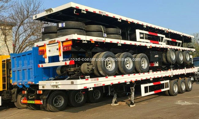 Latest company case about 4 Units 40ft Flatbed Semi Trailer with 3 Axles Shipped to DR Congo