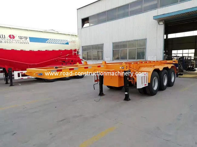 3 Axles 20ft Skeleton Semi Trailer Payload 45 Ton For Container